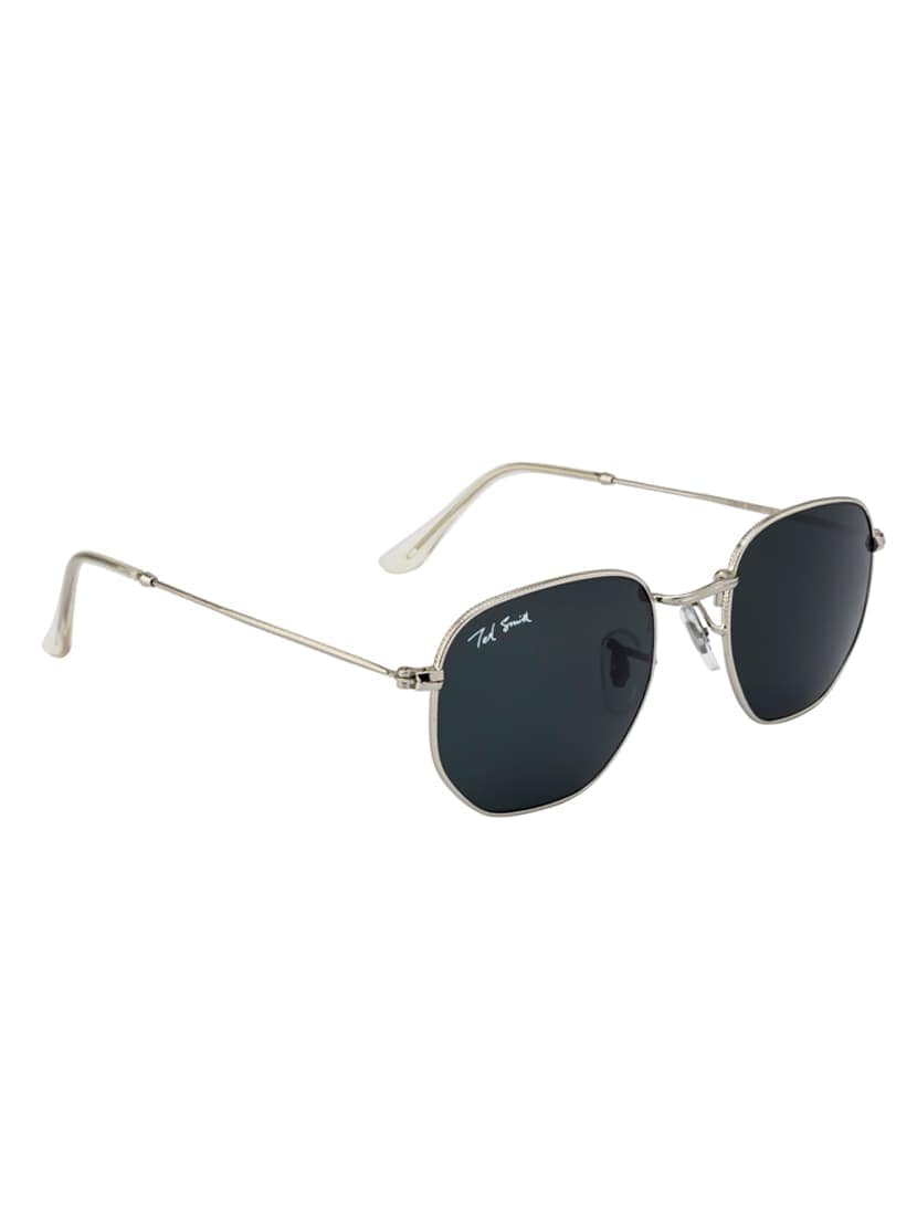 hexon by ted smith in silver frame with hexagonal grey lens sunglass - 17925495 - Standard Image - 1