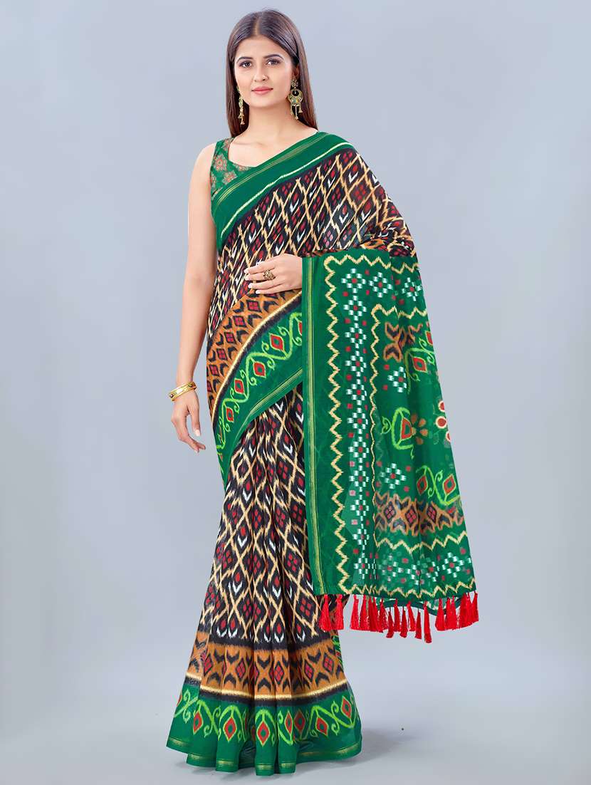 women's ikat multi colored saree