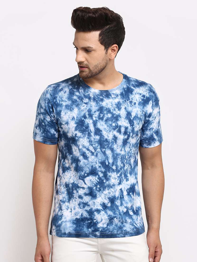 blue tie & dye print t-shirt