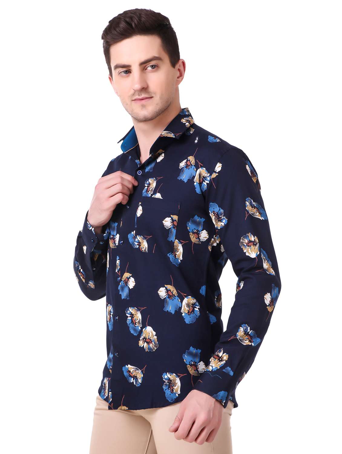 navy blue floral casual shirt - 17927739 -  Standard Image - 1