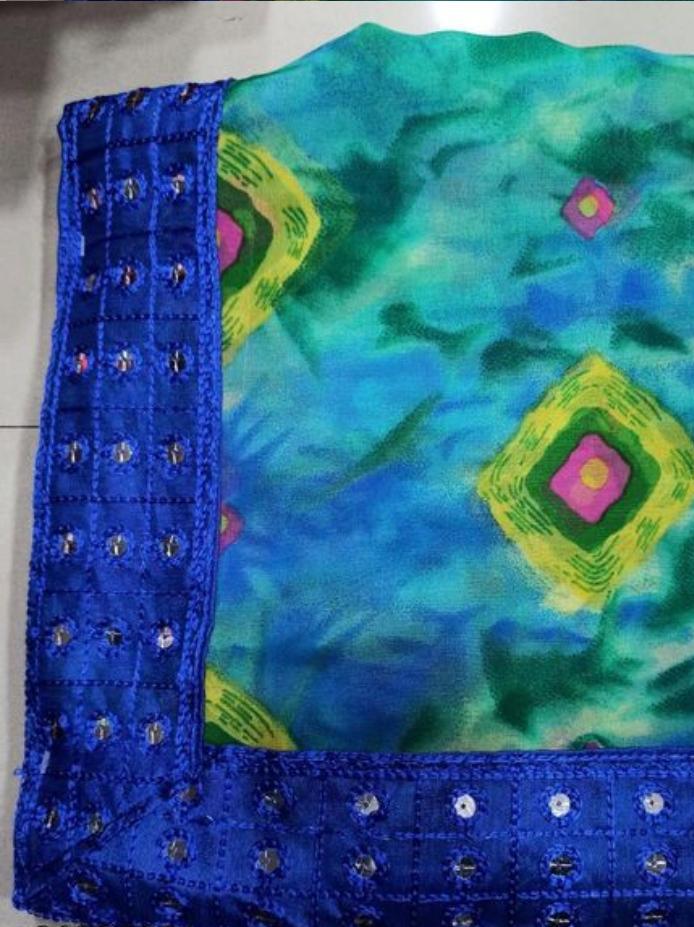 saree with mirror lace and blouse - 17928103 - Standard Image - 1