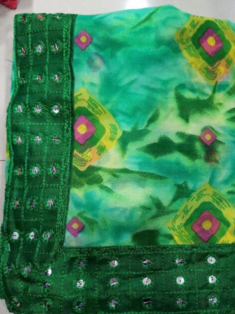 saree with mirror lace and blouse - 17928106 - Standard Image - 1