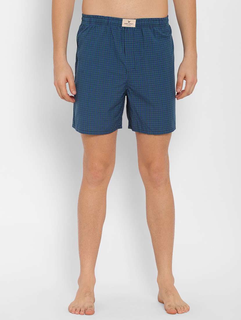 blue checkered boxer