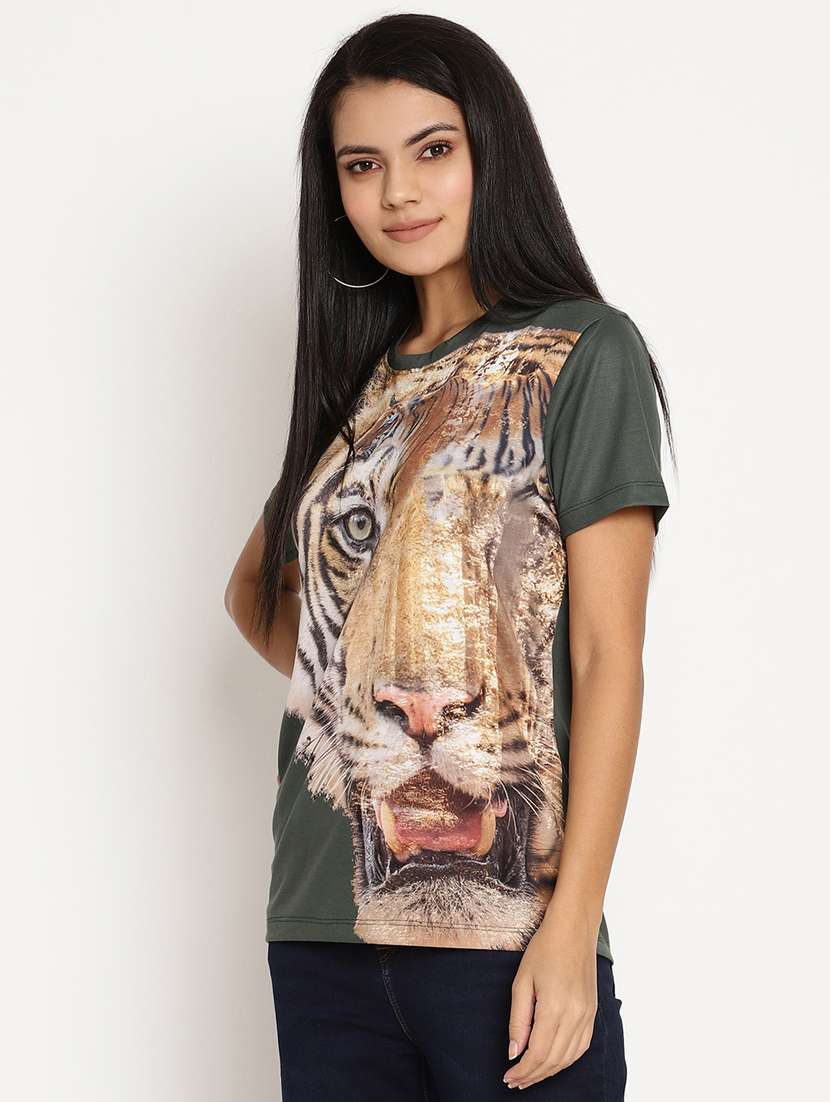 women's front print round neck t-shirt - 17928752 -  Standard Image - 1