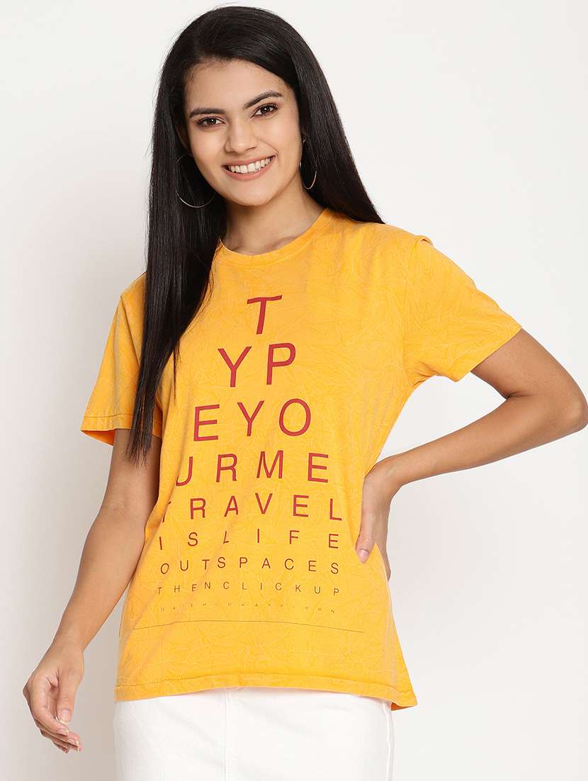 women's front print round neck t-shirt