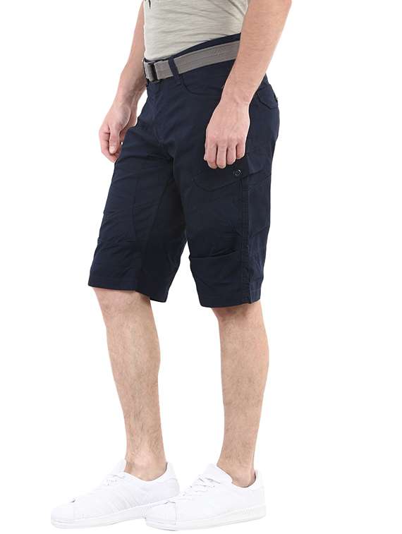 navy blue solid cargo shorts - 17928794 - Standard Image - 1