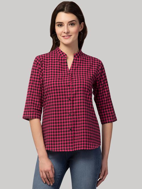 mandarin neck checkered shirt too - 17928803 - Standard Image - 0