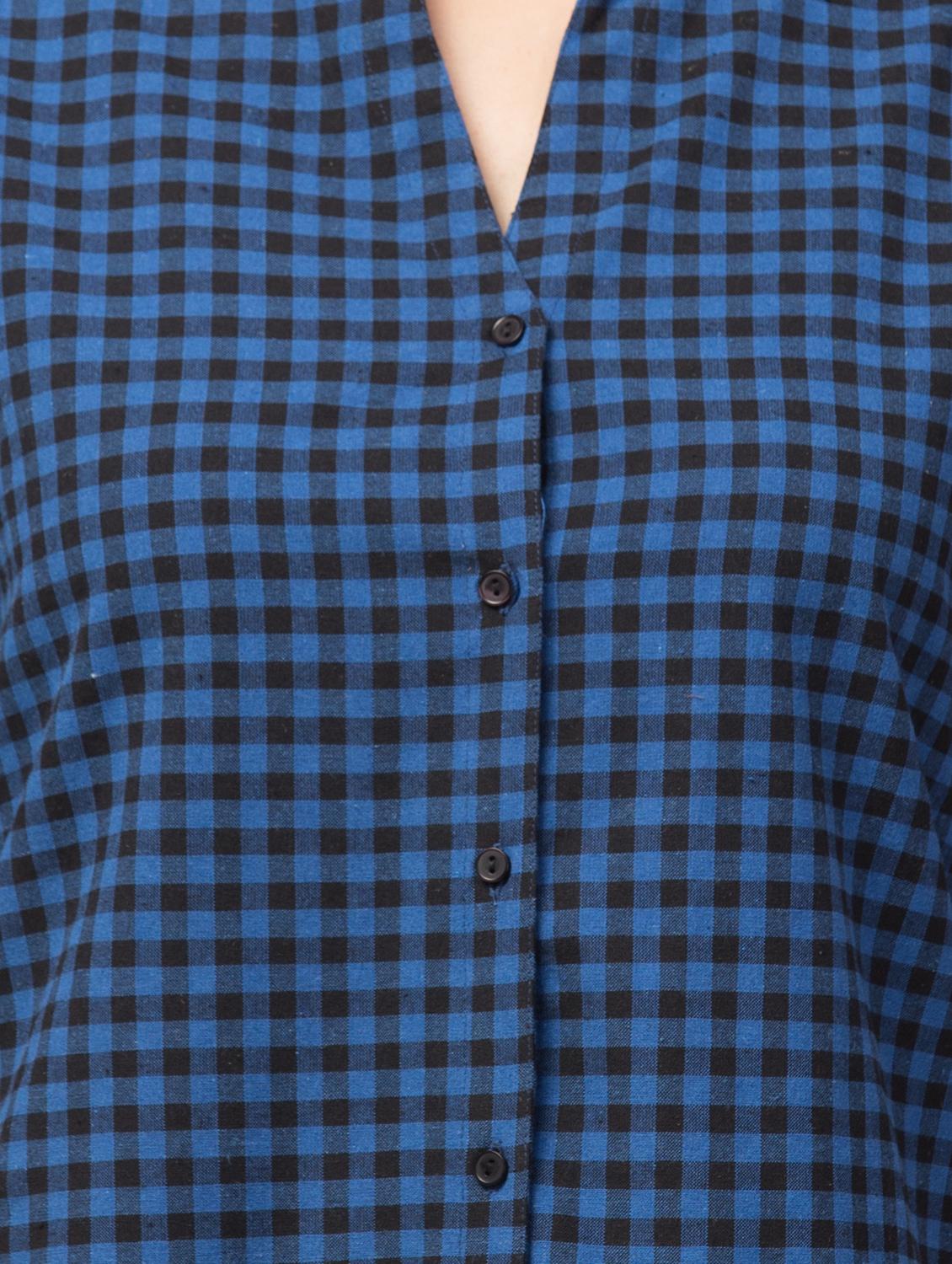 mandarin neck checkered tunic - 17928806 - Standard Image - 4