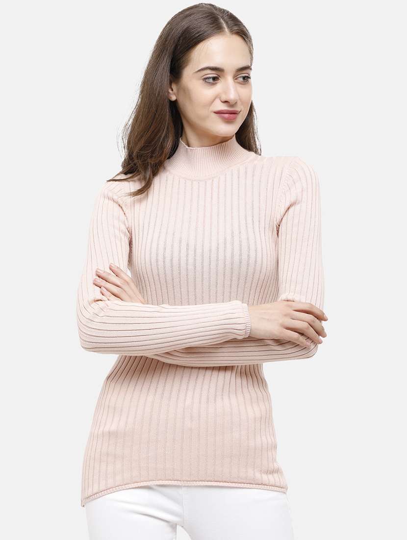 high neck solid pullover