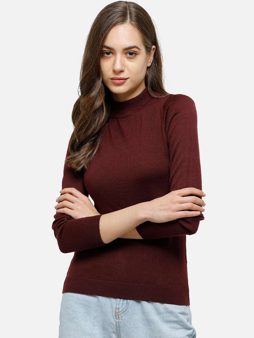 mock neck solid pullover