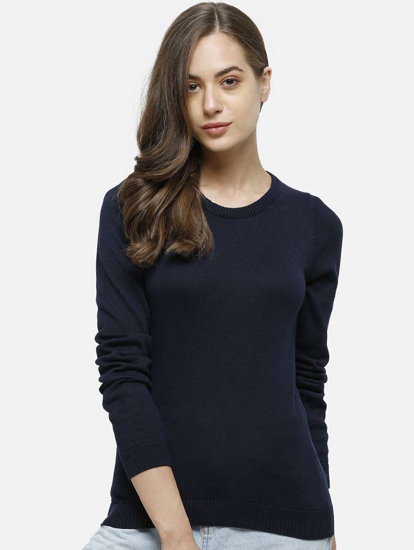 round neck solid pullover 