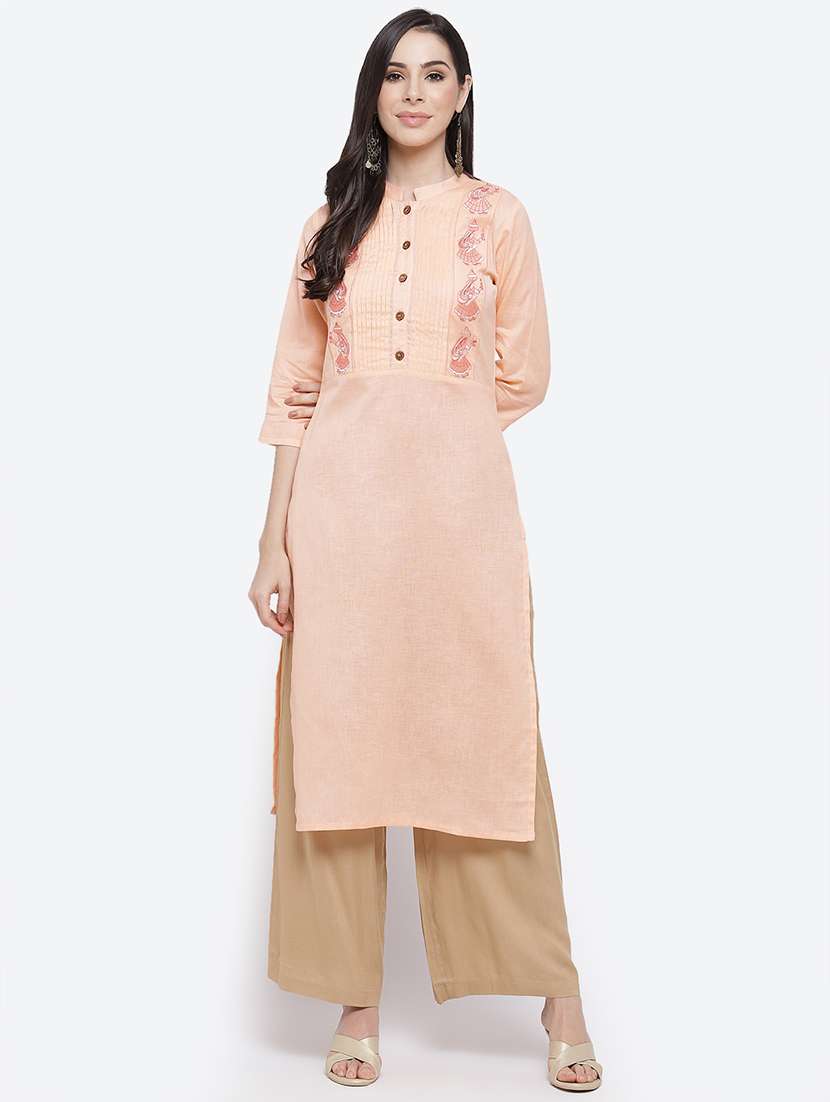 peach kurta palazzo set