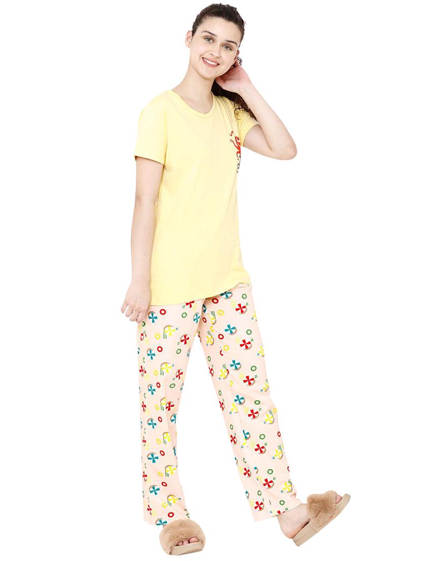 round neck printed nightwear pajama set - 17929740 - Standard Image - 1