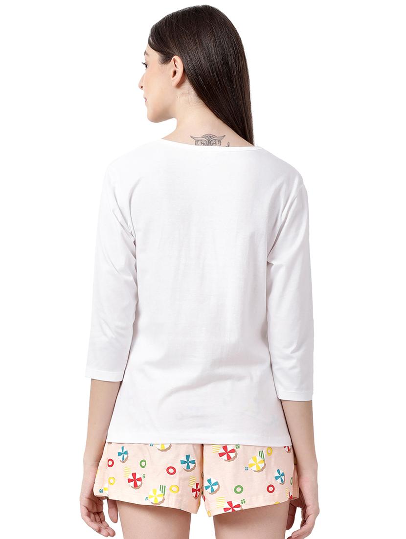round neck printed nightwear shorts set - 17929744 - Standard Image - 1