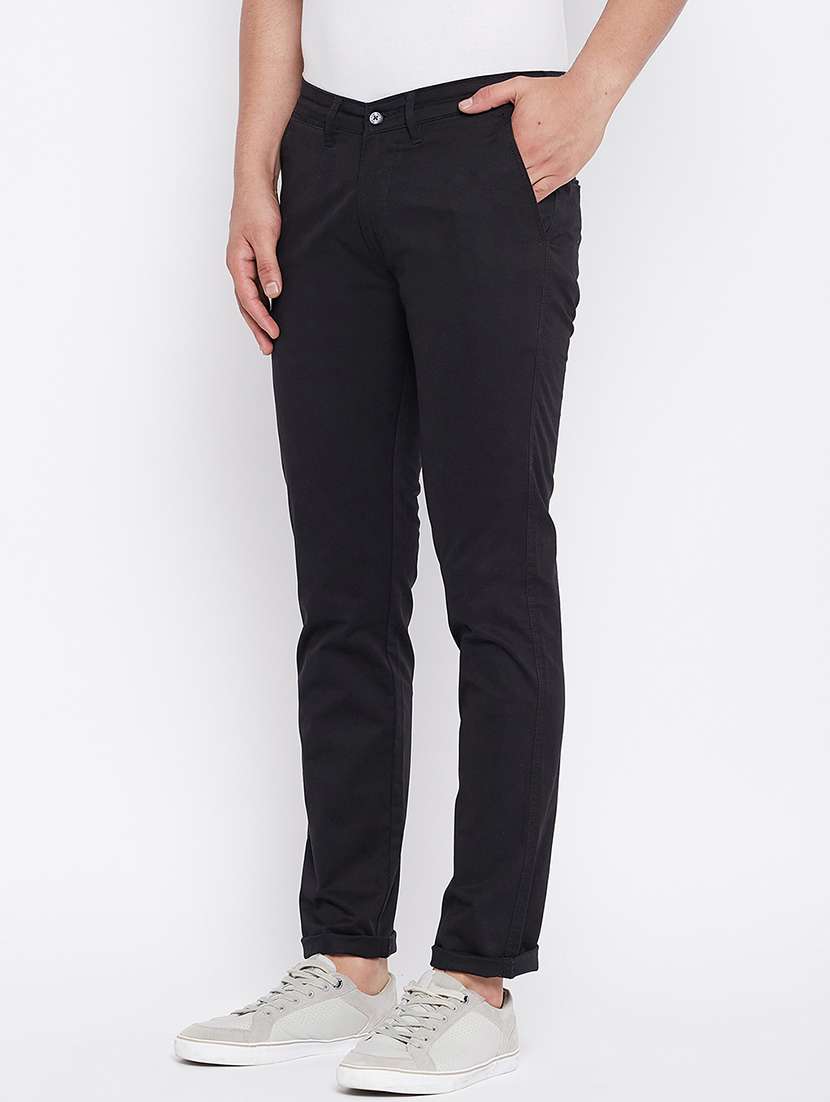 black solid chinos - 17930078 -  Standard Image - 1