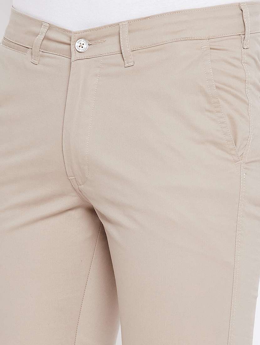 beige solid chinos - 17930080 - Standard Image - 4