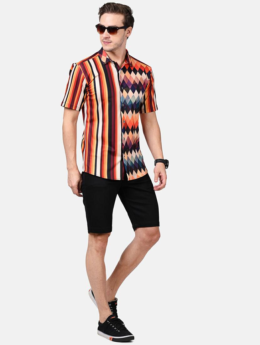 orange printed casual shirt - 17930535 - Standard Image - 4