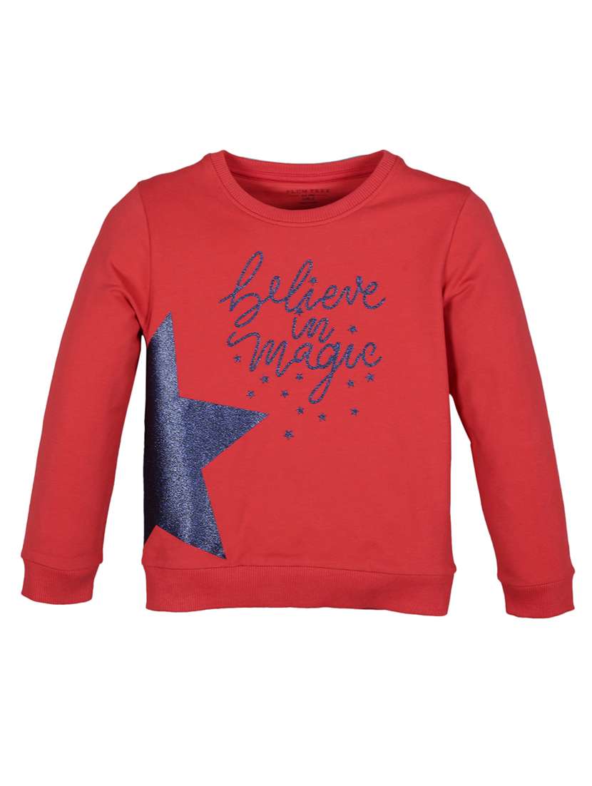 front print crew neck sweatshirt