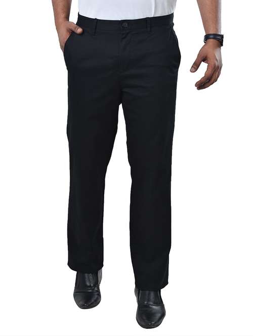 black solid flat front formal trouser - 17933203 -  Standard Image - 0