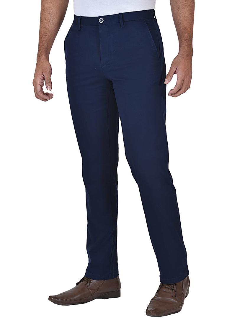 navy blue solid flat front formal trouser - 17933204 -  Standard Image - 1