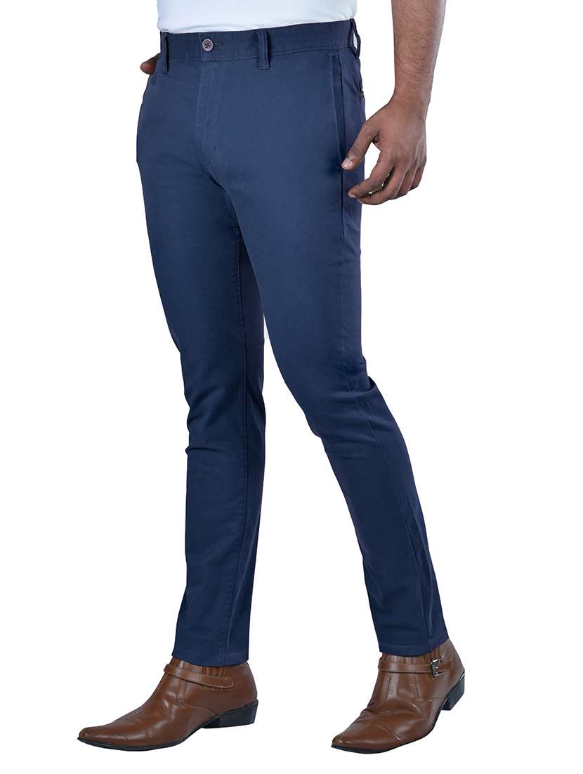 navy blue solid flat front formal trouser - 17933208 -  Standard Image - 1