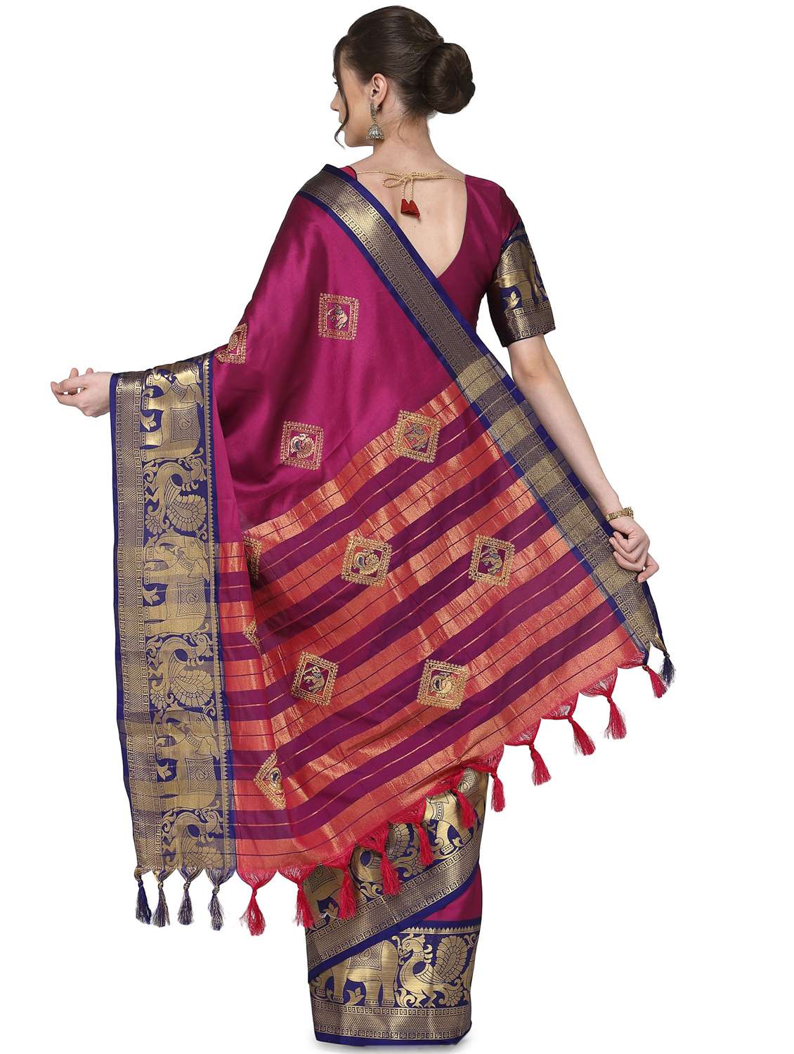 women's self design magenta colored saree with blouse - 17933587 -  Standard Image - 1