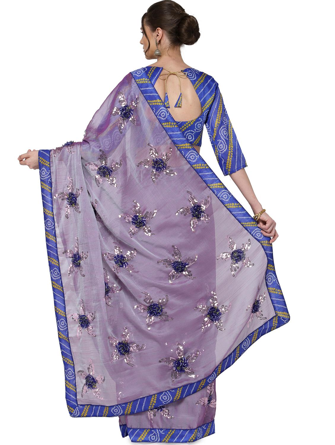 women's self design purple colored saree with blouse - 17933599 - Standard Image - 1