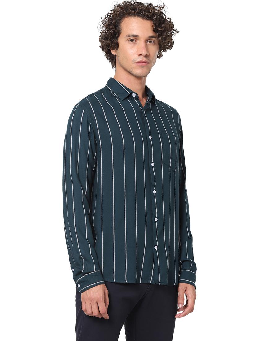 teal striped casual shirt - 17934026 - Standard Image - 1