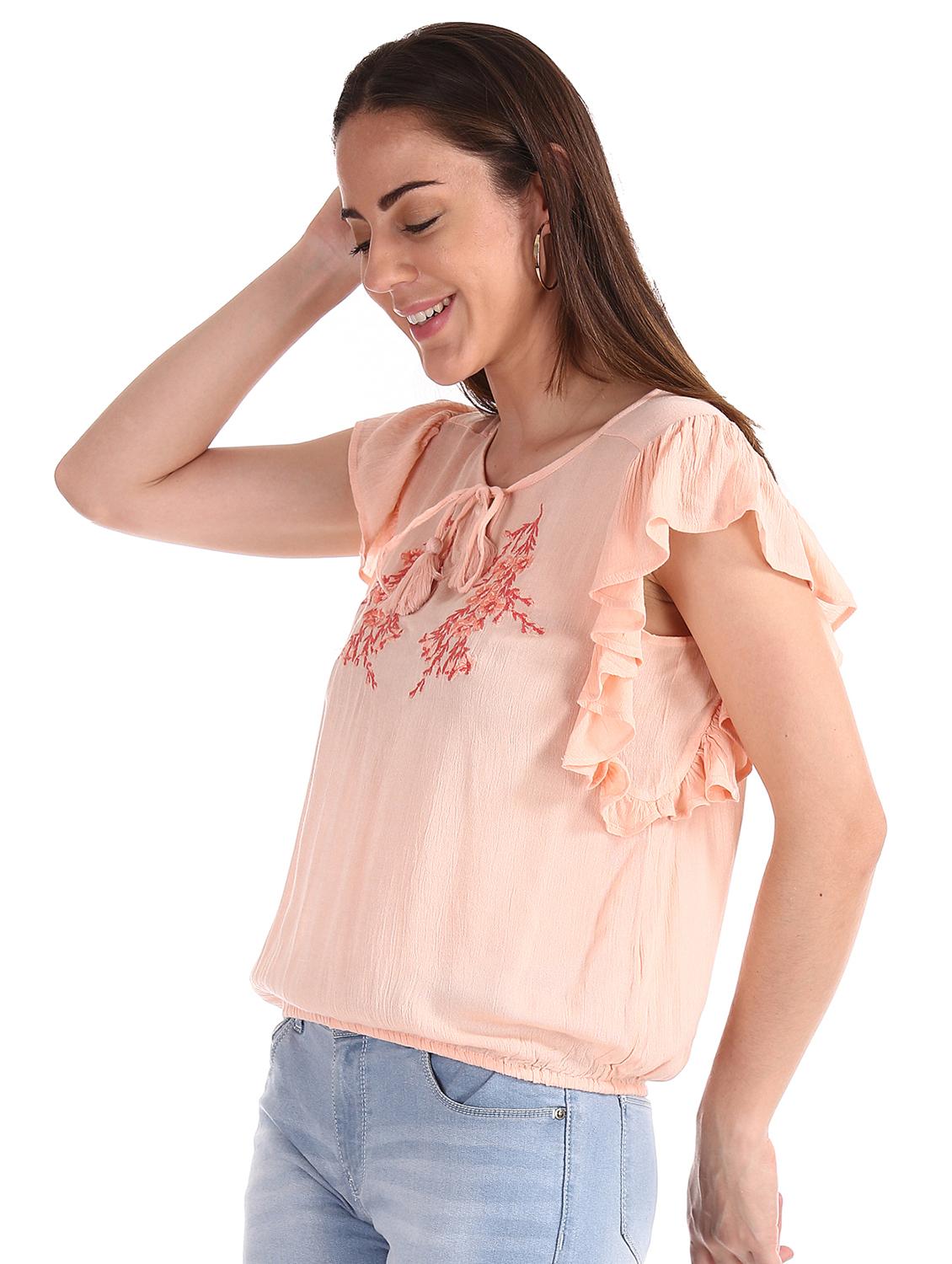 tie up neck embroidered top  - 17935609 -  Standard Image - 1