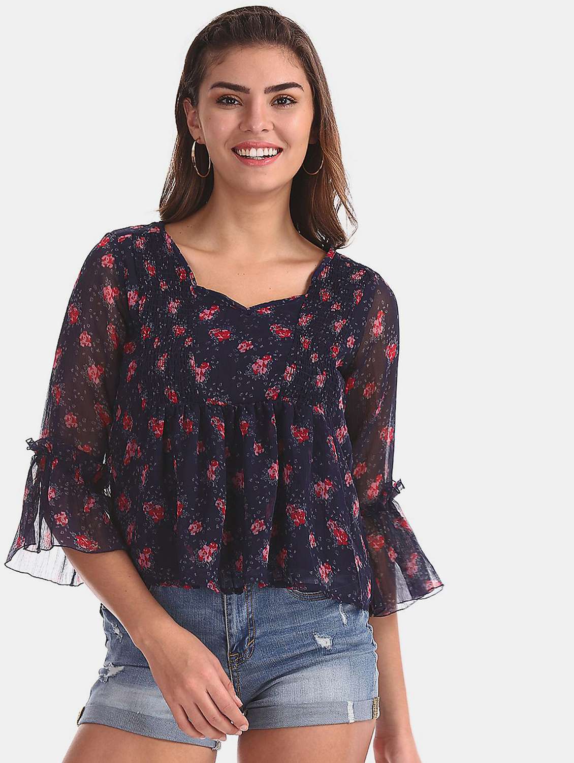bell sleeved floral top 