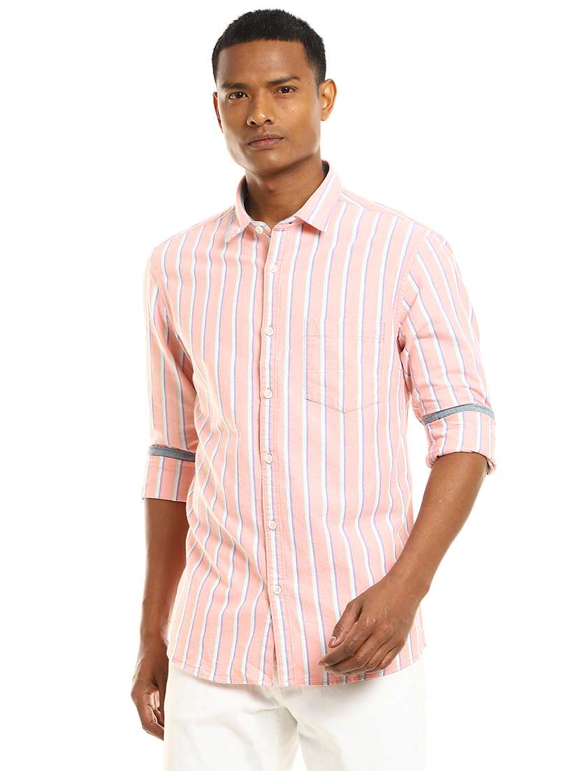 pink striped casual shirt