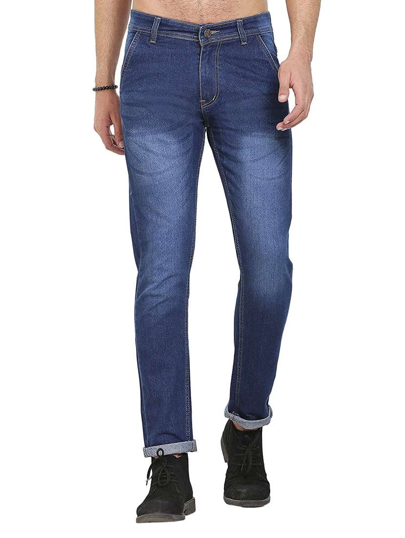 men solid mid rise jeans