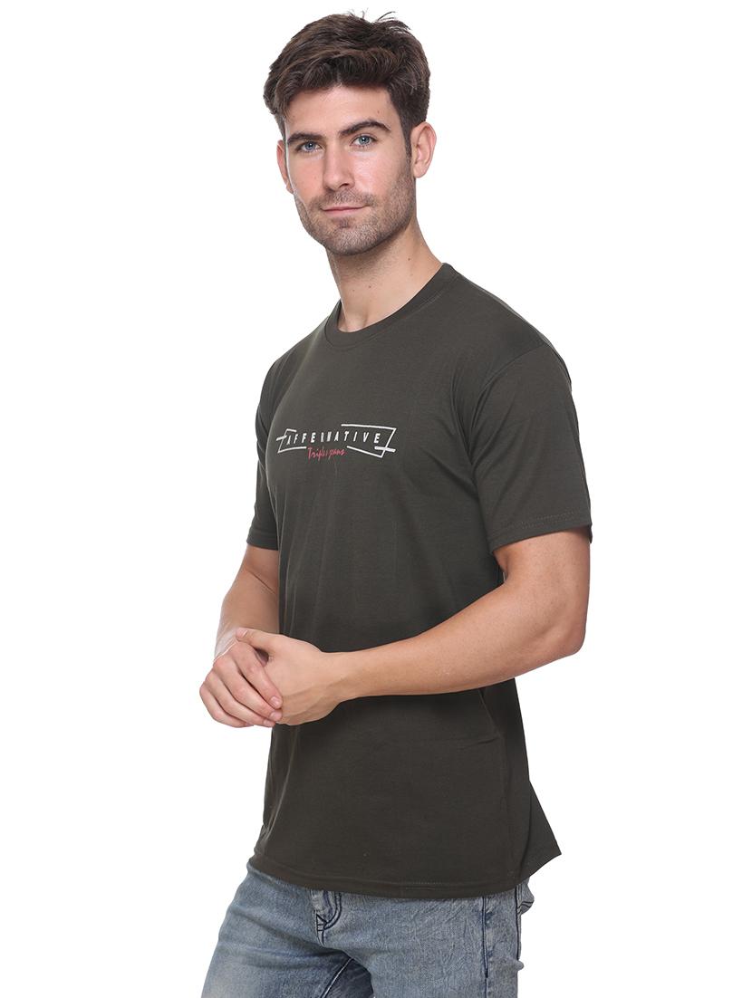 olive green printed t-shirt - 17939339 - Standard Image - 1