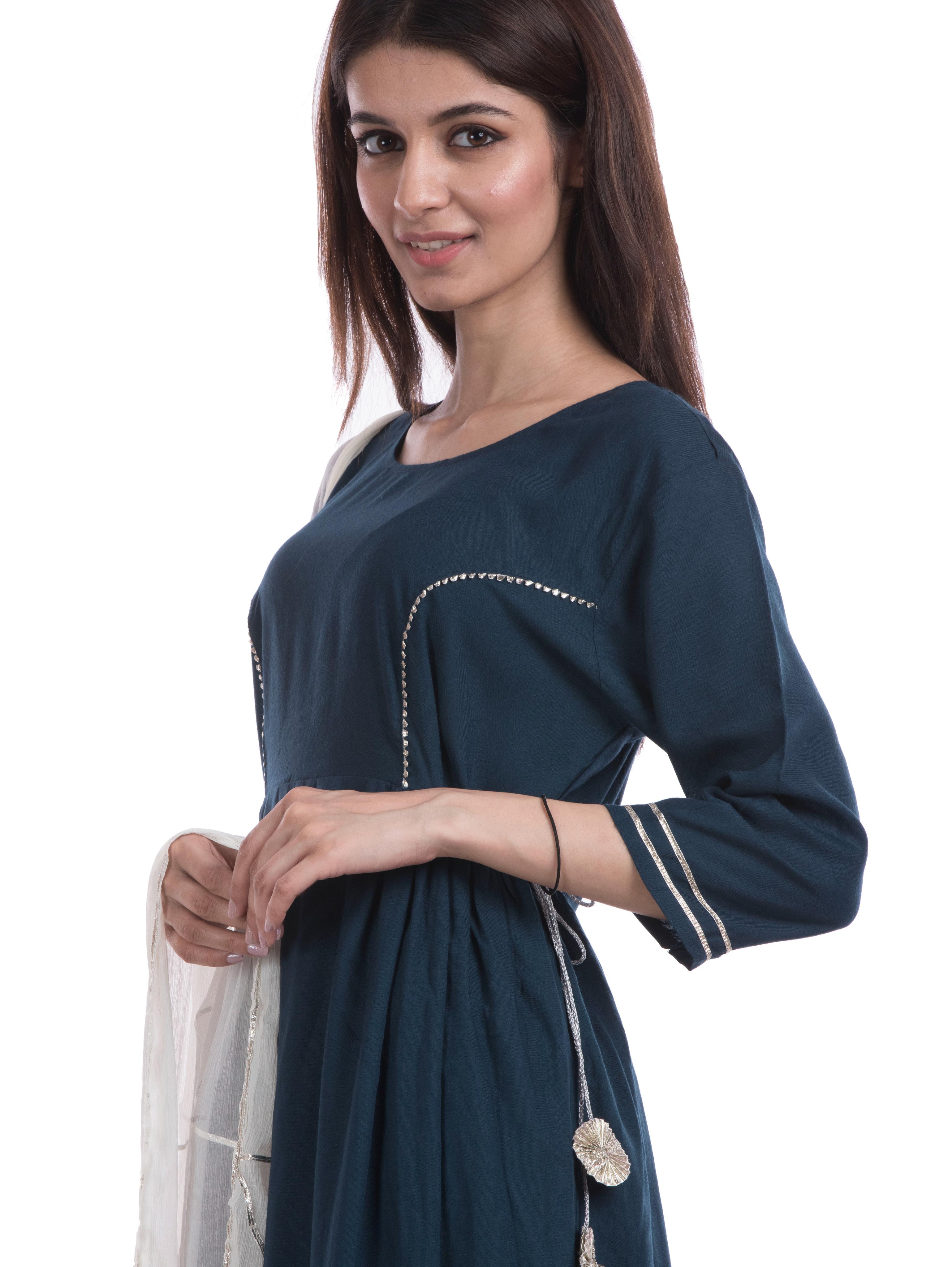 tajnan blue rayon women ethnic set - 17947937 - Standard Image - 4