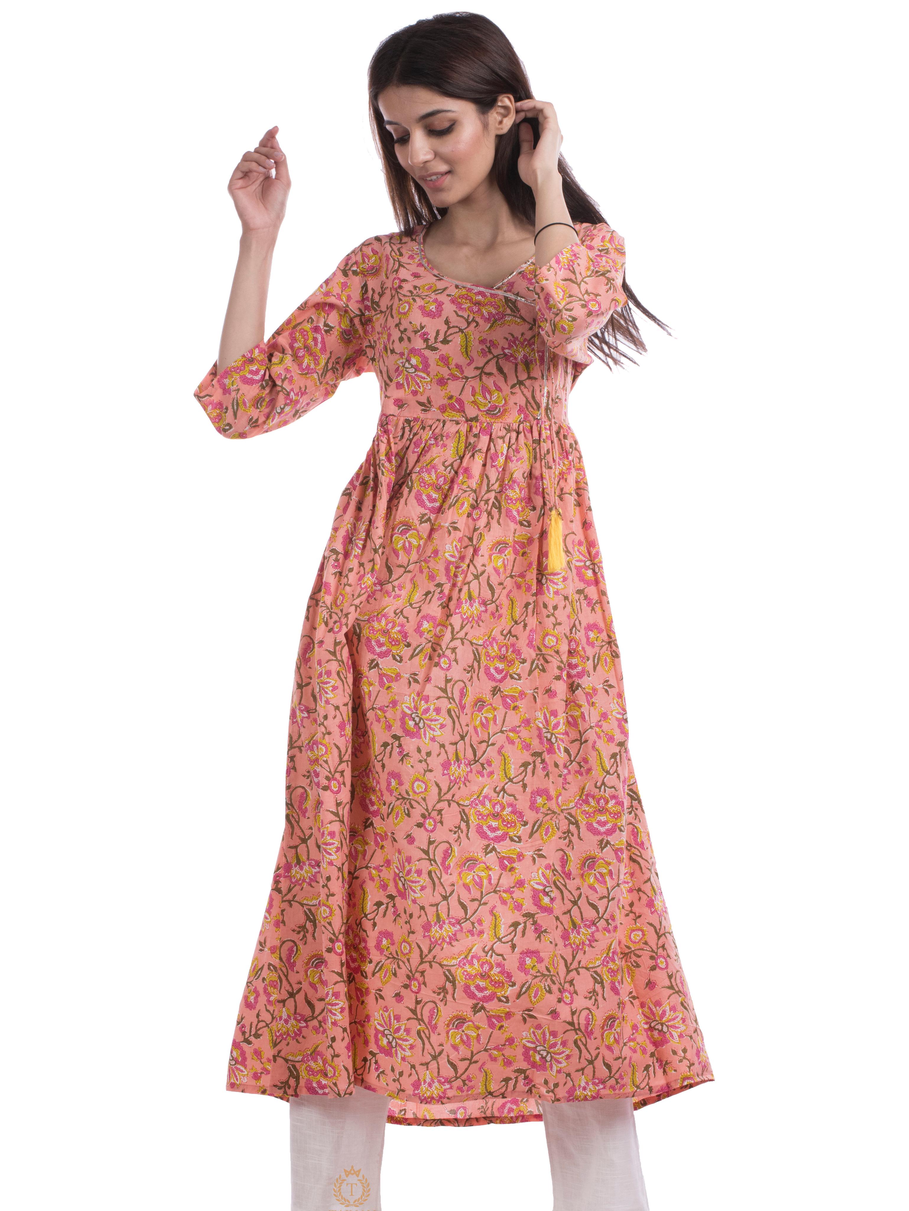 tajnan women's pink printed kurta pant - 17947969 - Standard Image - 1