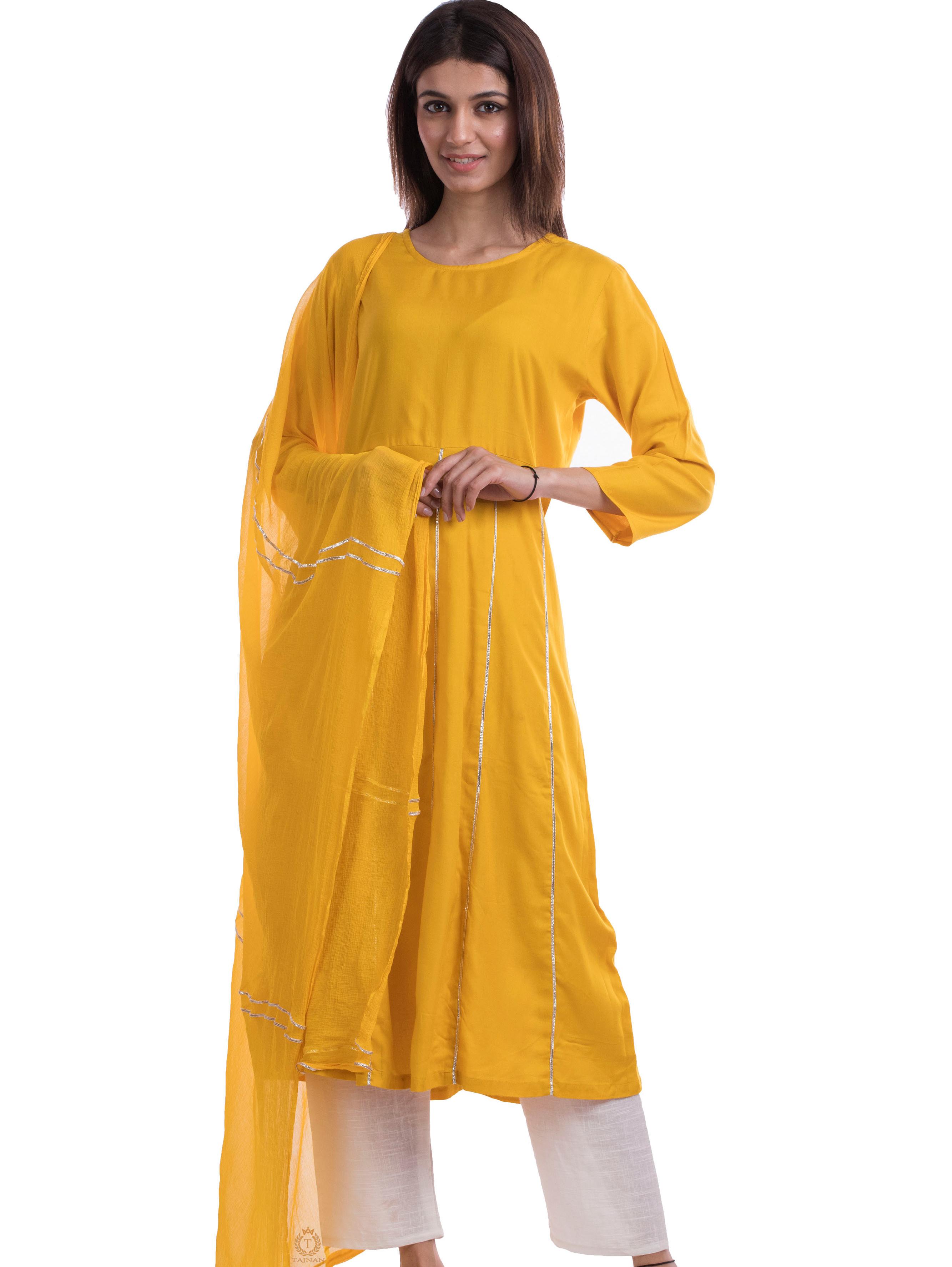 tajnan women's yellow rayon kalidar suit - 17947989 - Standard Image - 1
