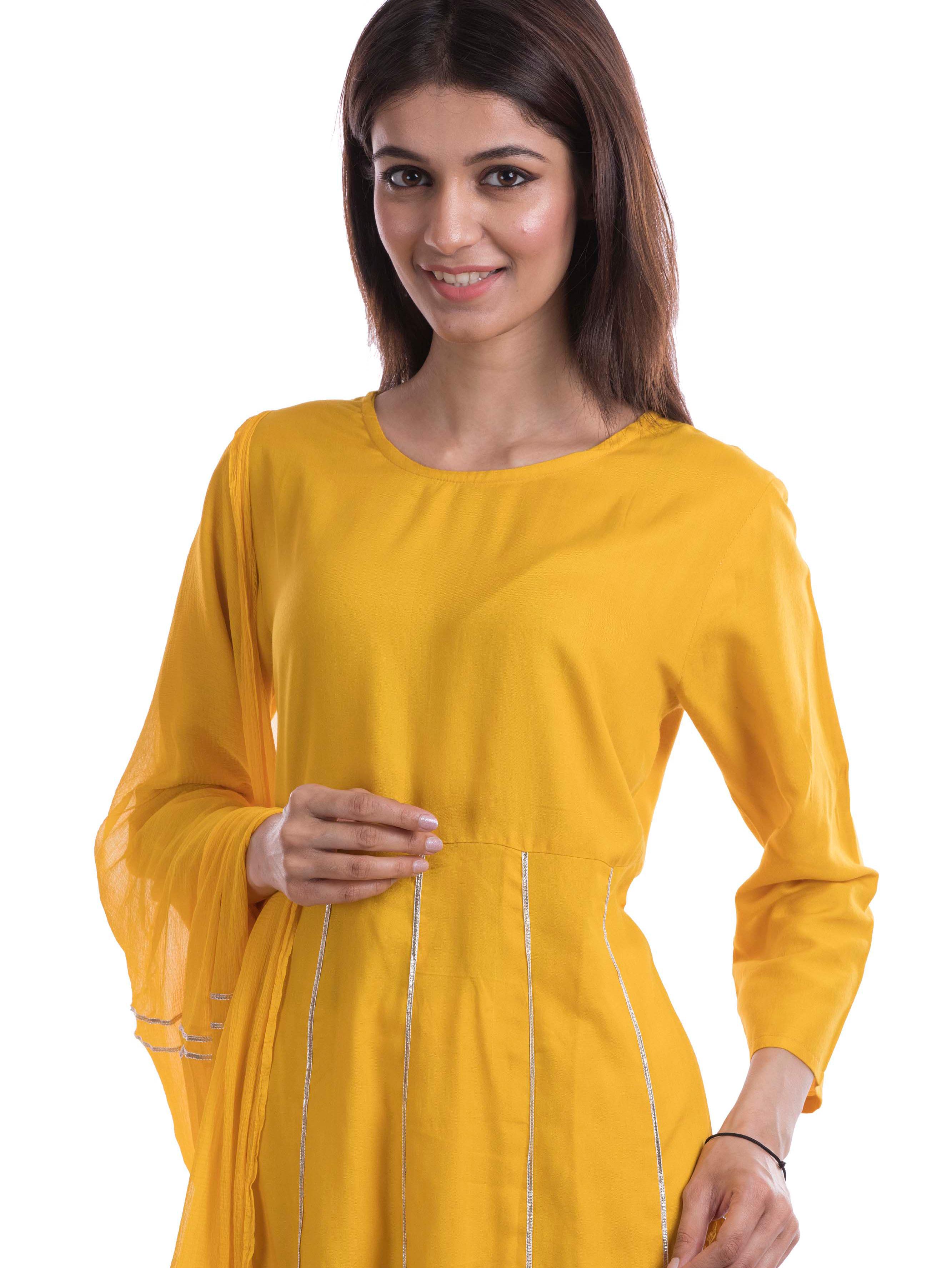 tajnan women's yellow rayon kalidar suit - 17947989 - Standard Image - 4