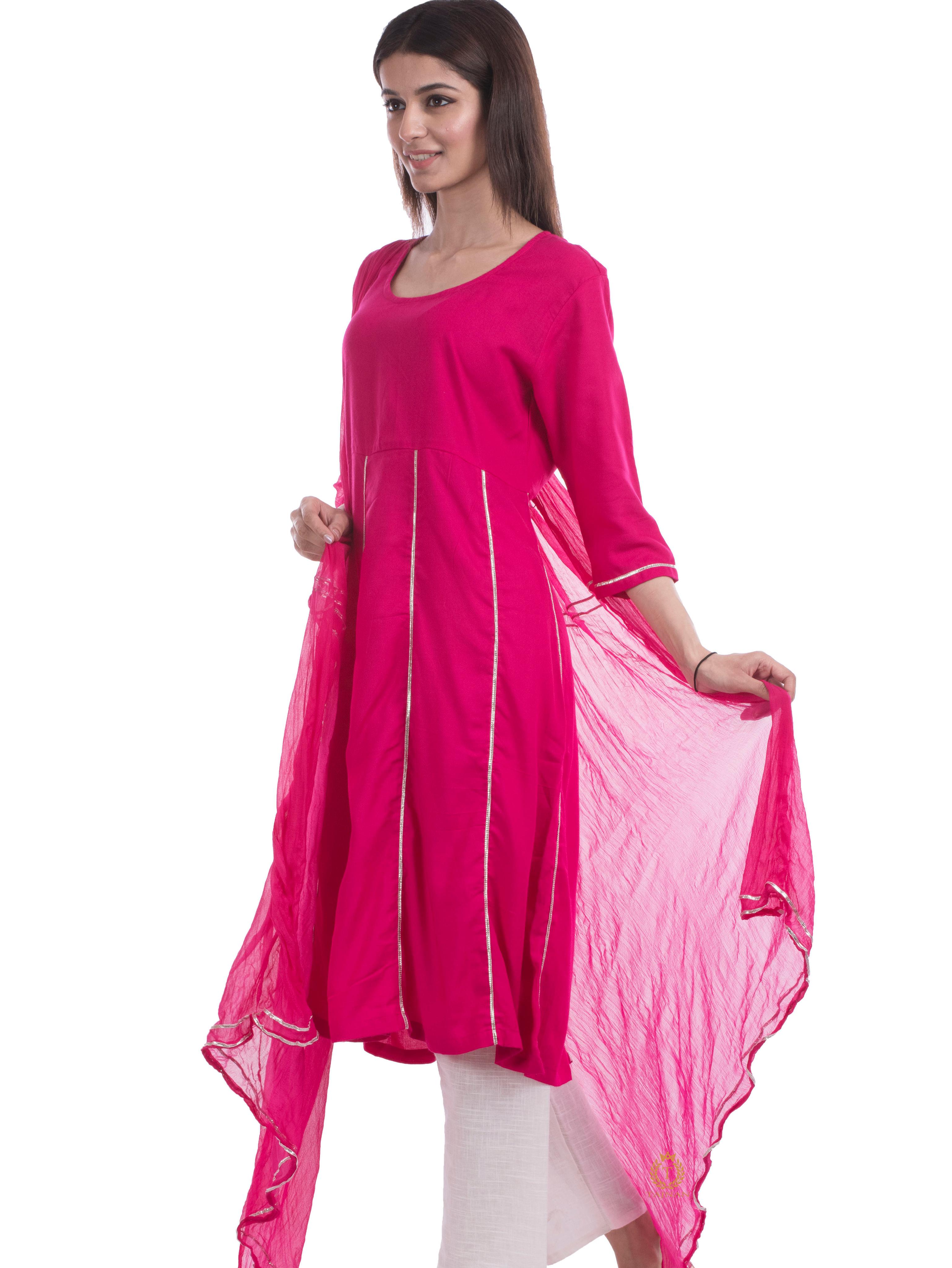 tajnan women's pink rayon kalidar suit - 17947992 - Standard Image - 1