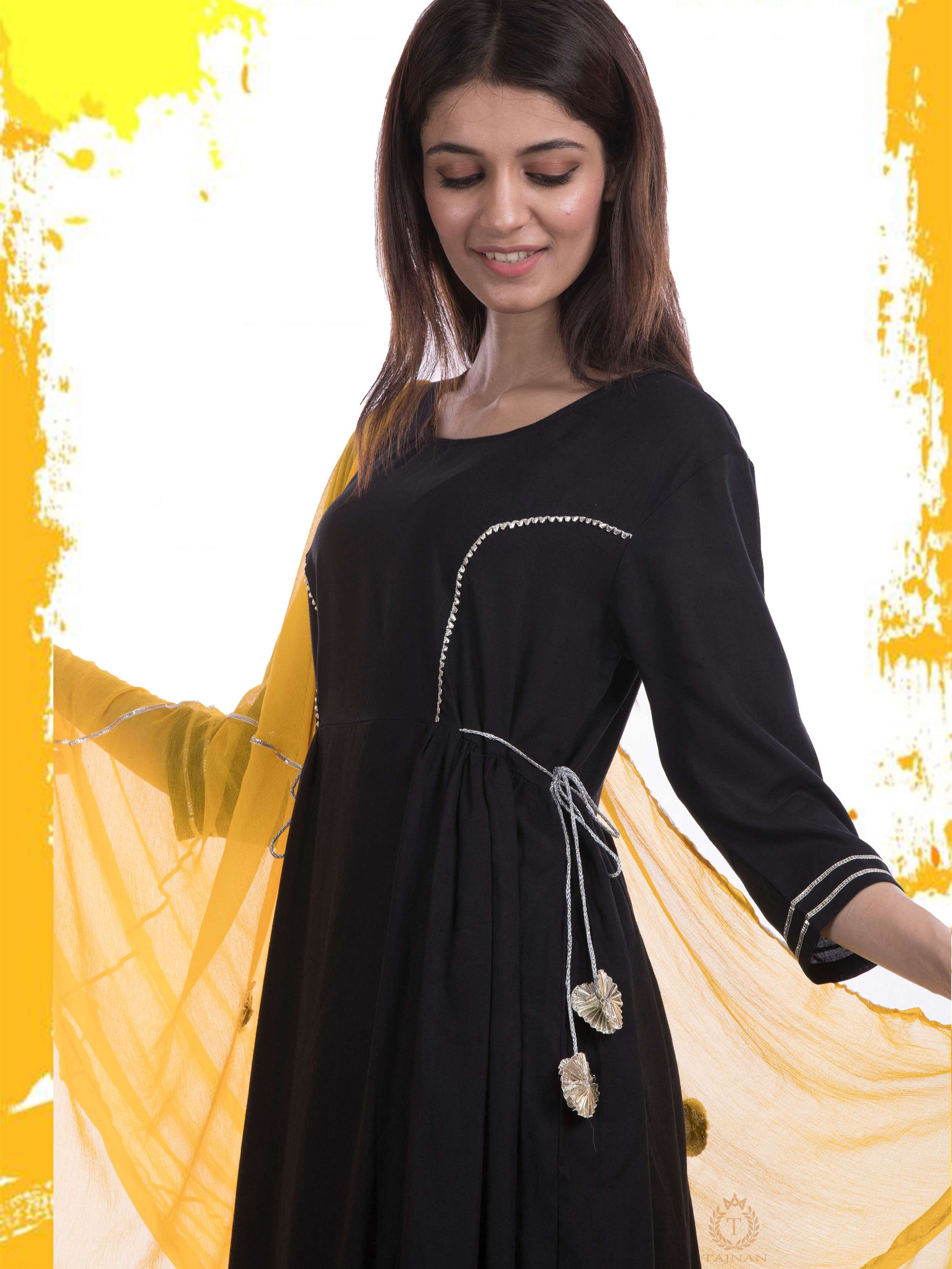 tajnan wome's black rayon suit set - 17948007 - Standard Image - 1
