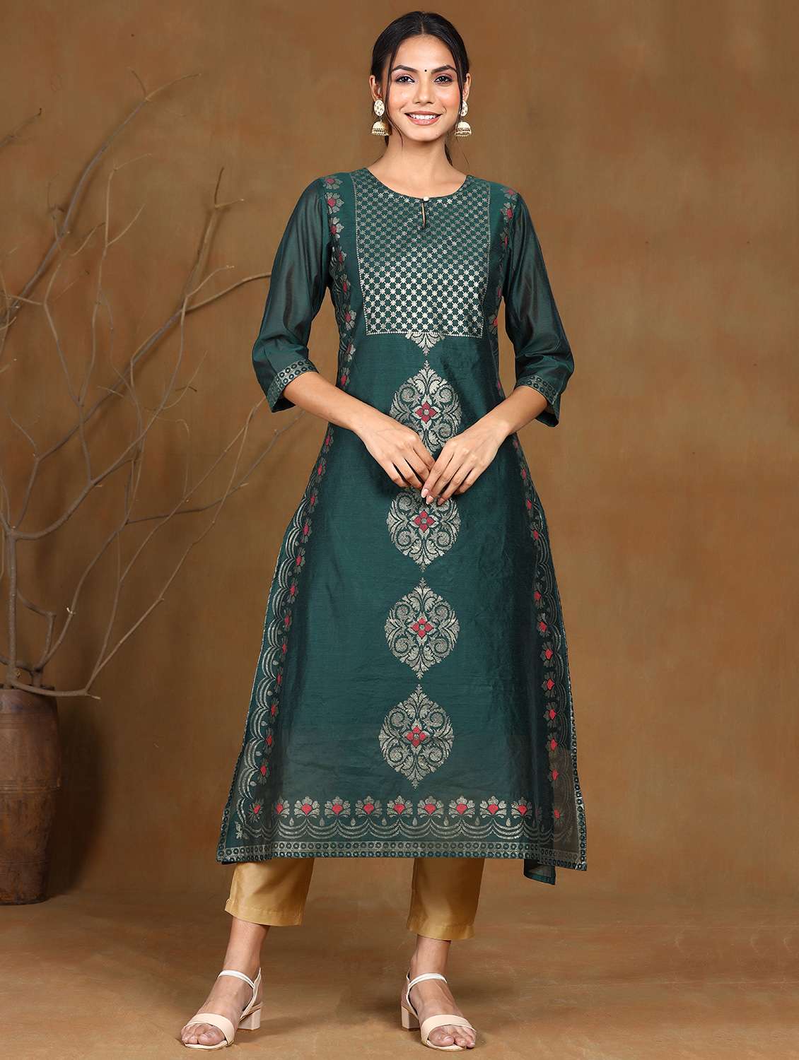 foil print straight kurta