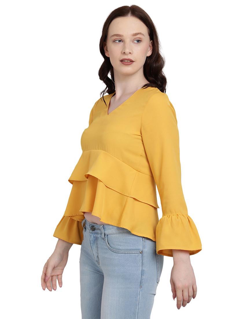 ruffled detailed solid peplum top - 17948218 -  Standard Image - 1