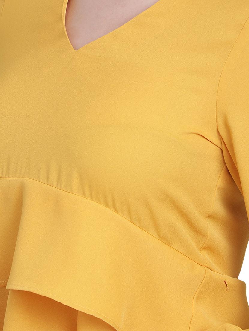 ruffled detailed solid peplum top - 17948218 - Standard Image - 4