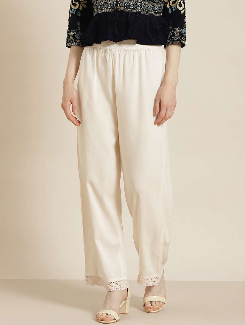 offwhite solid straight palazzo