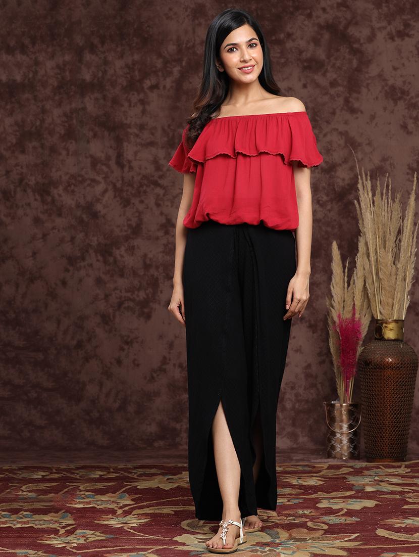 black rayon cullottes palazzo - 17948303 - Standard Image - 4