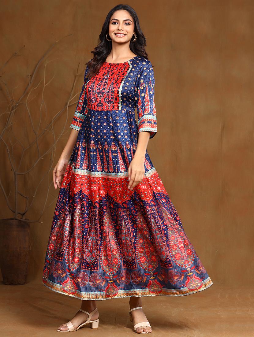 foil print anarkali ethnic dress - 17948335 -  Standard Image - 1