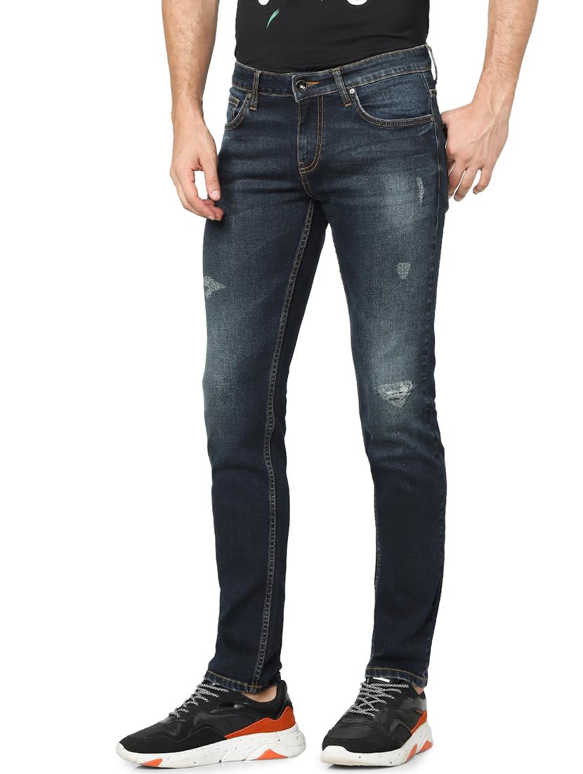 dark blue light washed ripped denim jeans - 17948341 -  Standard Image - 1