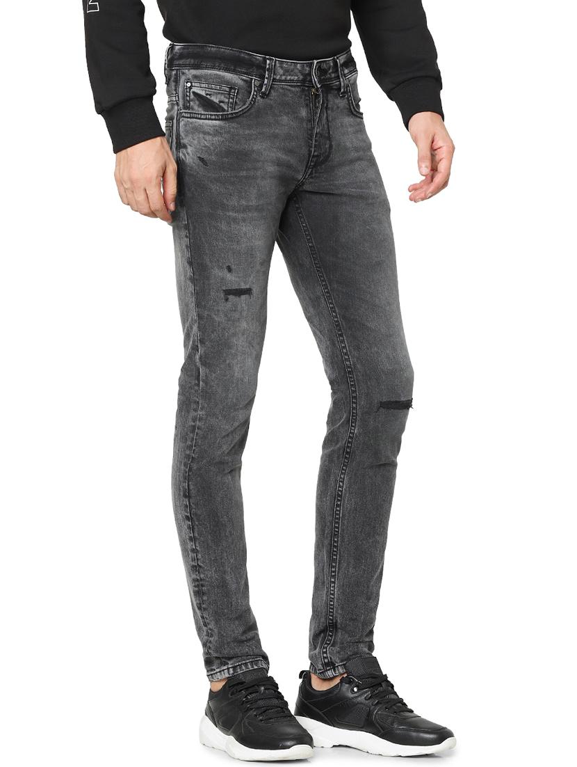 grey heavy washed ripped denim jeans - 17948346 - Standard Image - 1