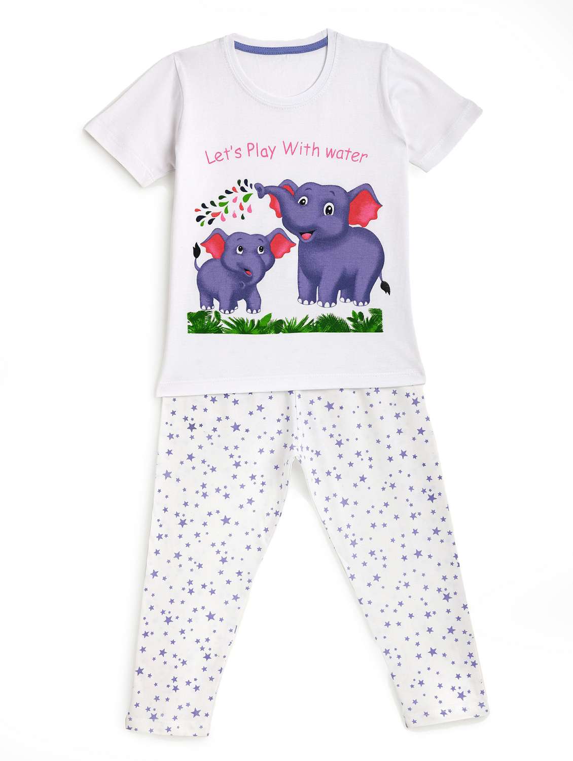 round neck printed nightwear pajama set