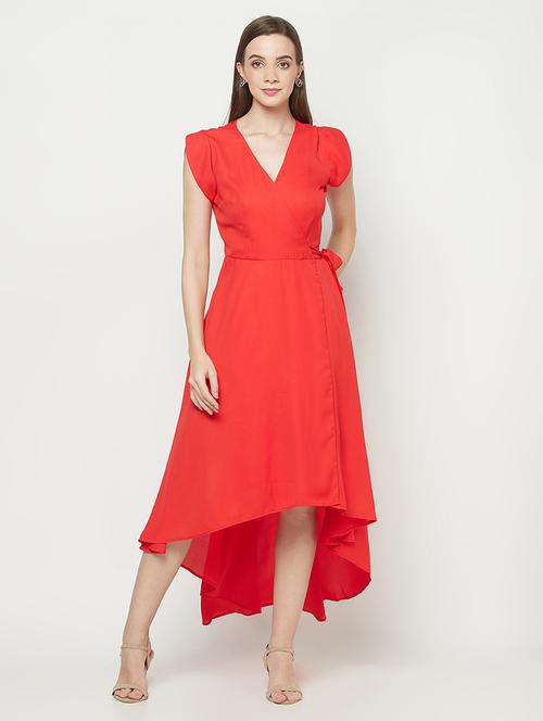 women's high low solid dress - 17948488 - Standard Image - 0