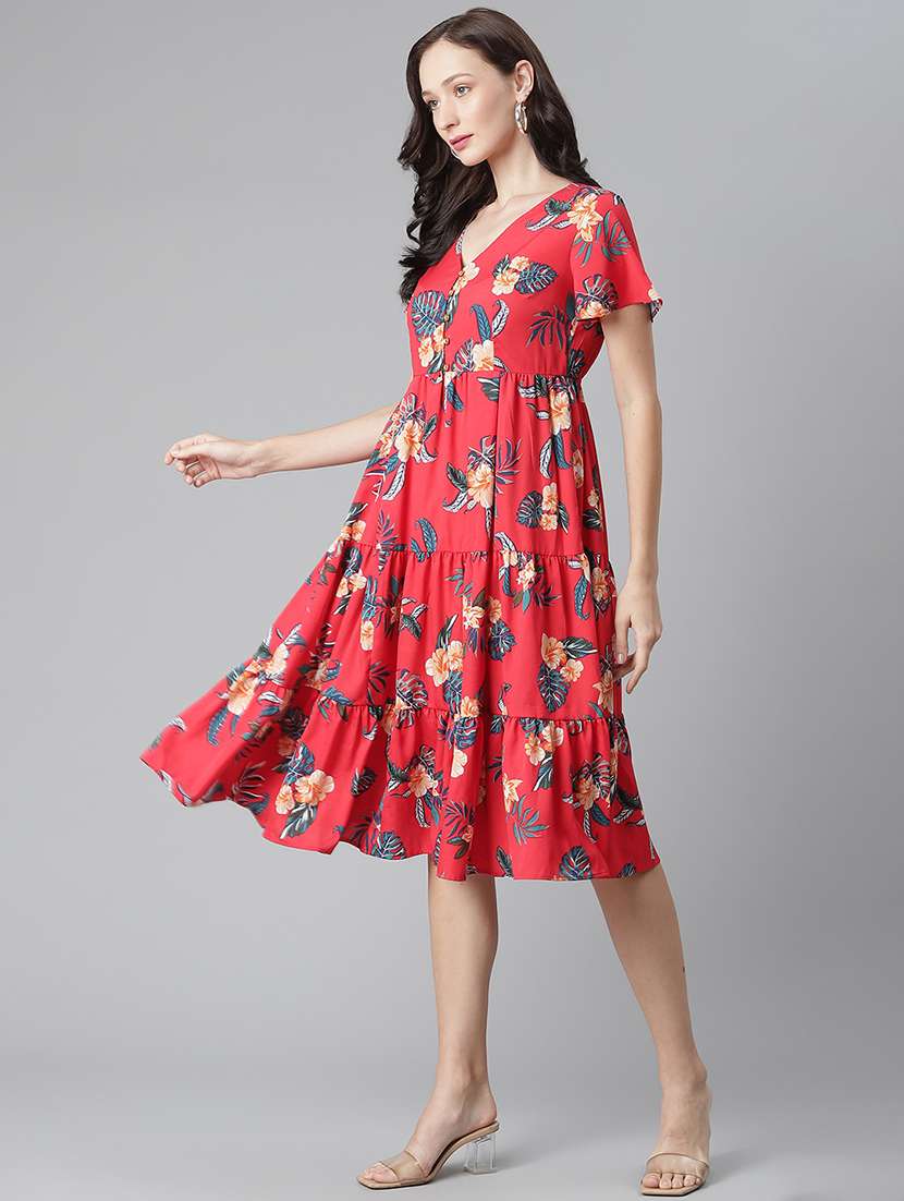 v-neck floral tiered dress - 17948530 -  Standard Image - 1